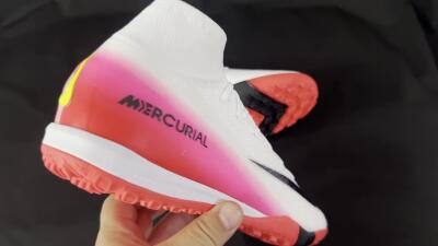Unisex Nike Air Zoom Mercurial Superfly 10 Elite TF Artificial Turf High-Tops Football Shoes - White/Black/Pink