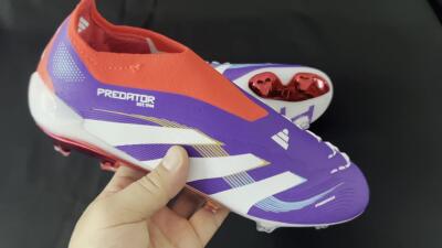 Unisex Adidas Predator 25 Elite Laceless FG Firm Ground Low-Tops Football Boots - Blue/White/Red