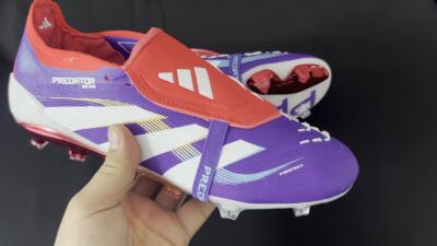 Unisex Adidas Predator 25 Elite Foldover Tongue FG Firm Ground Low-Tops Football Boots - Blue/White/Red