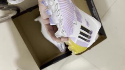 Unisex Adidas F50 Elite Laceless FG Firm Ground Low-Tops Football Boots - White/Purple/Gold