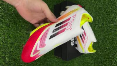 Unisex Adidas F50+ Elite Lightstrike Pro Laceless FG Firm Ground Low-Tops Football Boots - White/Red/Yellow