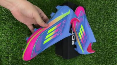 Unisex Adidas F50+ Elite Lightstrike Pro Laceless FG Firm Ground Low-Tops Football Boots - Blue/Pink/Yellow
