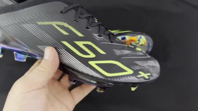 Unisex Adidas F50+ Lightstrike Pro FG Firm Ground Low-Tops Football Boots - Black/Silver/Yellow