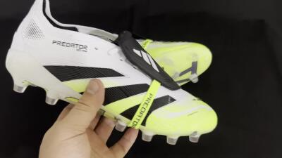Men's Adidas Predator 25 Elite Foldover Tongue FG Firm Ground Low-Tops Football Boots - White/Black/Yellow