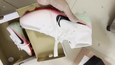 Unisex Nike Air Zoom Mercurial Superfly 10 Elite FG Firm Ground High-Tops Football Boots - White/Coral Orange/Light Blue