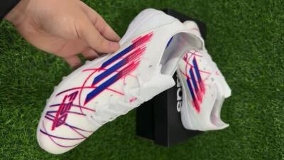 Unisex Adidas F50 Pro TF Artificial Turf Low-Tops Football Shoes - White/Electric Blue/Crimson Red