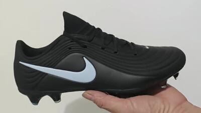 Men's Nike Tiempo Legend 11 Elite FG Firm Ground Low-Tops Football Boots - Black/Sky Blue/Charcoal Grey