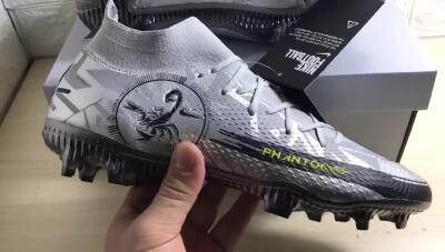 Men's Nike Phantom Scorpion Elite DF FG Firm Ground High-Tops Football Boots - Silver/Yellow/Black