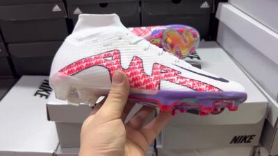 Men's Nike Air Zoom Mercurial Superfly 9 Elite FG Firm Ground High-Tops Football Boots - White/Red