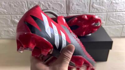 Men's Adidas Predator Edge Geometric.1 FG Firm Ground High-Tops Football Boots - Red/Black/White