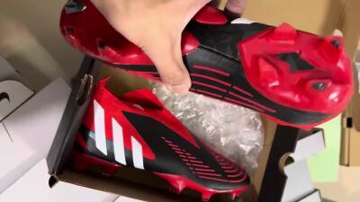 Men's Adidas Predator Edge Geometric+ FG Firm Ground High-Tops Football Boots - Red/Black/White