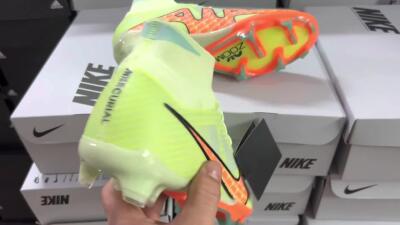 Men's Nike Air Zoom Mercurial Superfly 9 Elite FG Firm Ground High-Tops Football Boots - Green/Orange