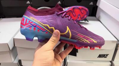 Men's Nike Air Zoom Mercurial Vapor 15 Elite FG Firm Ground Low-Tops Football Boots - Purple/Blue/Gold