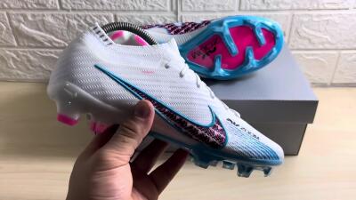 Men's Nike Air Zoom Mercurial Vapor 15 Elite FG Firm Ground Low-Tops Football Boots - White/Blue/Pink