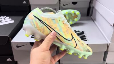 Unisex Nike Air Zoom Mercurial Vapor 15 Elite AG Artificial Grass Low-Tops Football Boots - White/Green/Orange