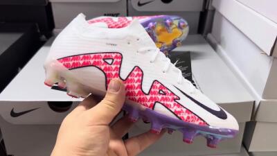 Unisex Nike Air Zoom Mercurial Vapor 15 Elite AG Artificial Grass Low-Tops Football Boots - White/Pink