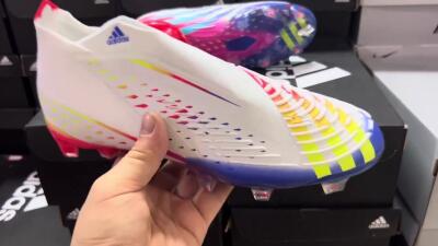 Unisex Adidas Predator FIFA World Cup Qatar 2022 Edge+ FG Firm Ground High-Tops Football Boots - White/Red/Blue