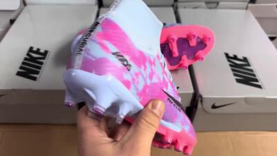 Unisex Nike Air Zoom Mercurial Superfly 9 Elite AG Artificial Grass High-Tops Football Boots - Blue/Purple/Pink