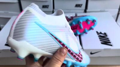 Unisex Nike Air Zoom Mercurial Vapor 15 Elite AG Artificial Grass Low-Tops Football Boots - White/Blue/Pink