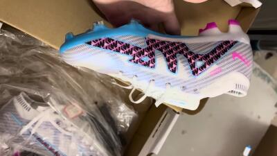 Unisex Nike Air Zoom Mercurial Vapor 15 Elite FG Firm Ground Low-Tops Football Boots - White/Blue/Black/Pink