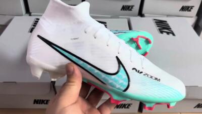 Unisex Nike Air Zoom Mercurial Superfly 9 Elite FG Firm Ground High-Tops Football Boots - White/Blue/Black