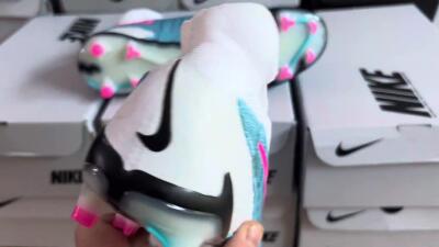 Men's Nike Phantom GX Elite DF FG Firm Ground High-Tops Football Boots - Blue/White/Pink