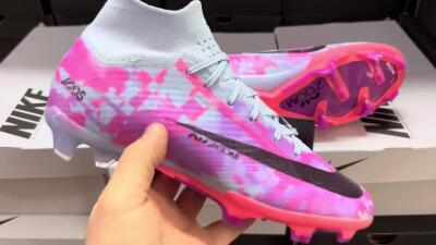 Unisex Nike Air Zoom Mercurial Superfly 9 Elite FG Firm Ground High-Tops Football Boots - Blue/Purple/Pink