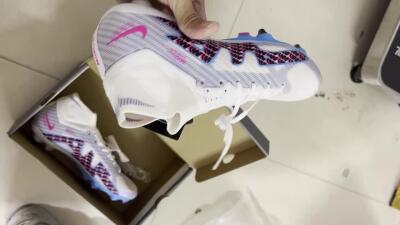 Men's Nike Air Zoom Mercurial Superfly 9 Elite SG Soft Ground High-Tops Football Boots - White/Blue/Pink