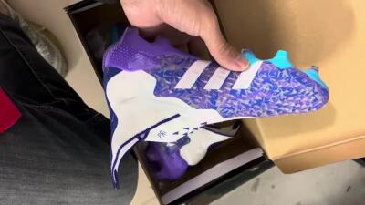 Unisex Adidas Predator Freak+ FG Firm Ground High-Tops Football Boots - White/Purple/Blue