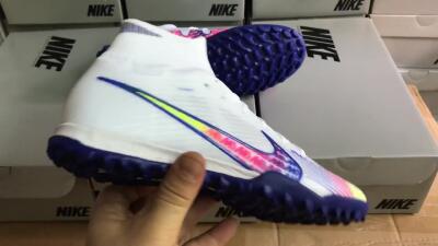 Men's Nike Air Zoom Mercurial Superfly 9 Elite TF Artificial Turf High-Tops Football Shoes - White/Blue/Pink