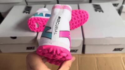 Unisex Nike Mercurial Superfly 9 Elite TF Artificial Turf High-Tops Football Shoes - White/Pink