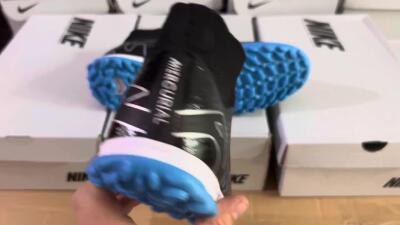 Unisex Nike Mercurial Superfly 9 Elite TF Artificial Turf High-Tops Football Shoes - Black/Blue