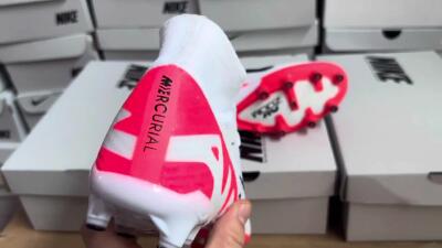 Men's Nike Air Zoom Mercurial Superfly 9 Elite AG Artificial Grass High-Tops Football Boots - White/Red/Black