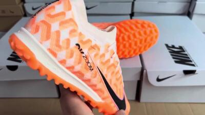 Men's Nike Air Zoom Mercurial Vapor 15 Elite TF Artificial Turf Low-Tops Football Shoes - Orange/White/Black