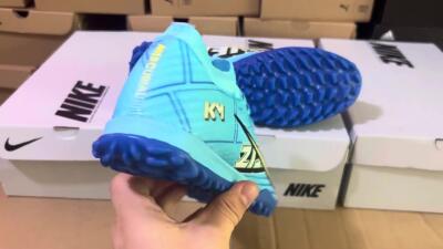 Men's Kylian Mbappe x Nike Air Zoom Mercurial Vapor 15 Elite TF Artificial Turf Low-Tops Football Shoes - Blue/Yellow/Black