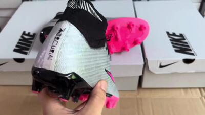 Unisex Nike Air Zoom Mercurial Superfly 9 Elite AG Artificial Grass High-Tops Football Boots - Sliver/Pink/Black