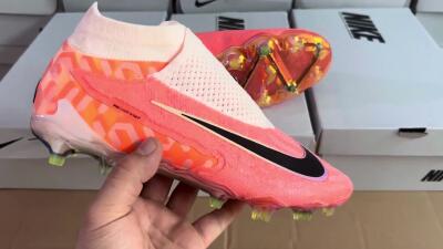 Men's Nike Phantom GX Elite DF FG Firm Ground High-Tops Football Boots - Orange/Black/Sliver