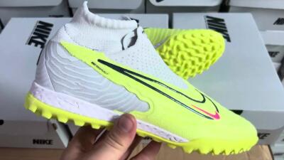 Unisex Nike Phantom GX Elite DF Link TF Artificial Turf High-Tops Football Shoes - Green/Black/White