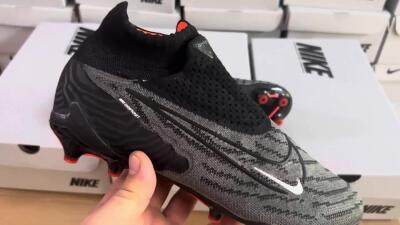 Men's Nike Phantom GX Elite DF AG Artificial Grass High-Tops Football Boots - Black/Grey/White