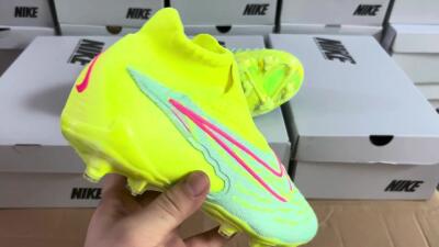 Unisex Nike Phantom GX Elite DF FG Firm Ground High-Tops Football Boots - Blue/Green/Pink