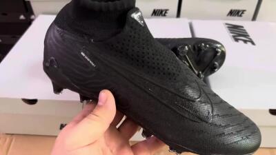 Unisex Nike Phantom GX Elite DF Link FG Firm Ground High-Tops Football Boots - Black/White/Black
