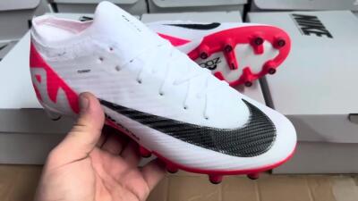 Men's Nike Air Zoom Mercurial Vapor 15 Elite AG Artificial Grass Low-Tops Football Boots - White/Black/Red