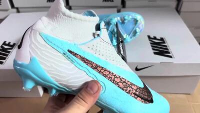 Unisex Nike Phantom GX Elite DF FG Firm Ground High-Tops Football Boots - Blue/White/Black