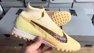 Unisex Nike Phantom GX Elite DF Link TF Artificial Turf High-Tops Football Shoes - Yellow/Black/Brown