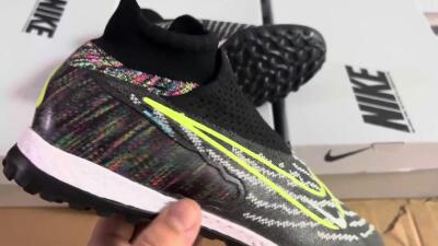 Unisex Nike Phantom GX Elite TF Artificial Turf High-Tops Football Shoes - Grey/Green/Black/Rainbow