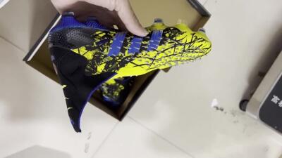 Men's Adidas Predator Freak+ FG Firm Ground High-Tops Football Boots - Yellow/Blue/Black
