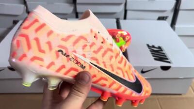 Men's Nike Air Zoom Mercurial Vapor 15 Elite AG Artificial Grass Low-Tops Football Boots - Orange/Black/Purple