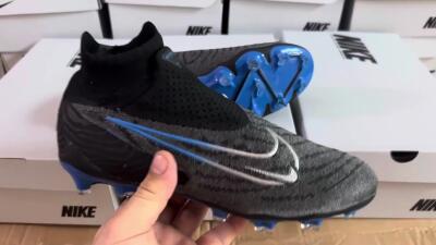 Men's Nike Phantom GX Elite DF Link FG Firm Ground High-Tops Football Boots - Grey/Black/Blue