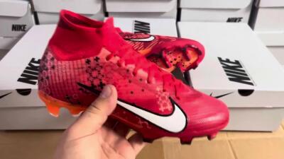 Men's Nike Air Zoom Mercurial Superfly 9 Elite FG Firm Ground High-Tops Football Boots - Orange/White/Black