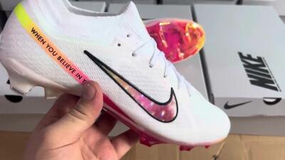 Unisex Nike Air Zoom Mercurial Vapor 15 Elite FG Firm Ground Low-Tops Football Boots - White/Pink/Black